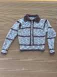 Sweter z kołnierzykiem guziki beż brąz M L boucle