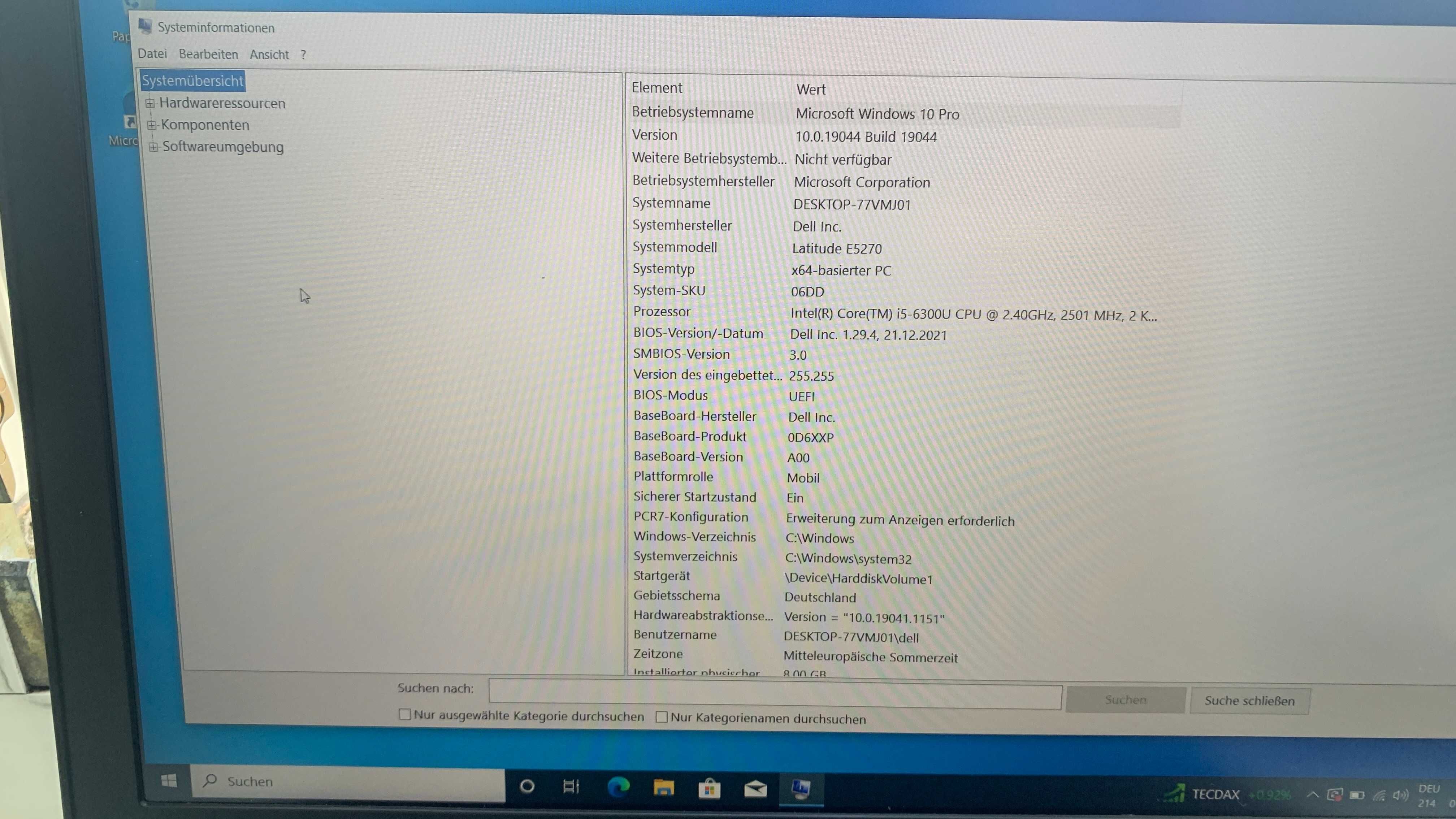 Dell Latitude E5270 i5-6300u