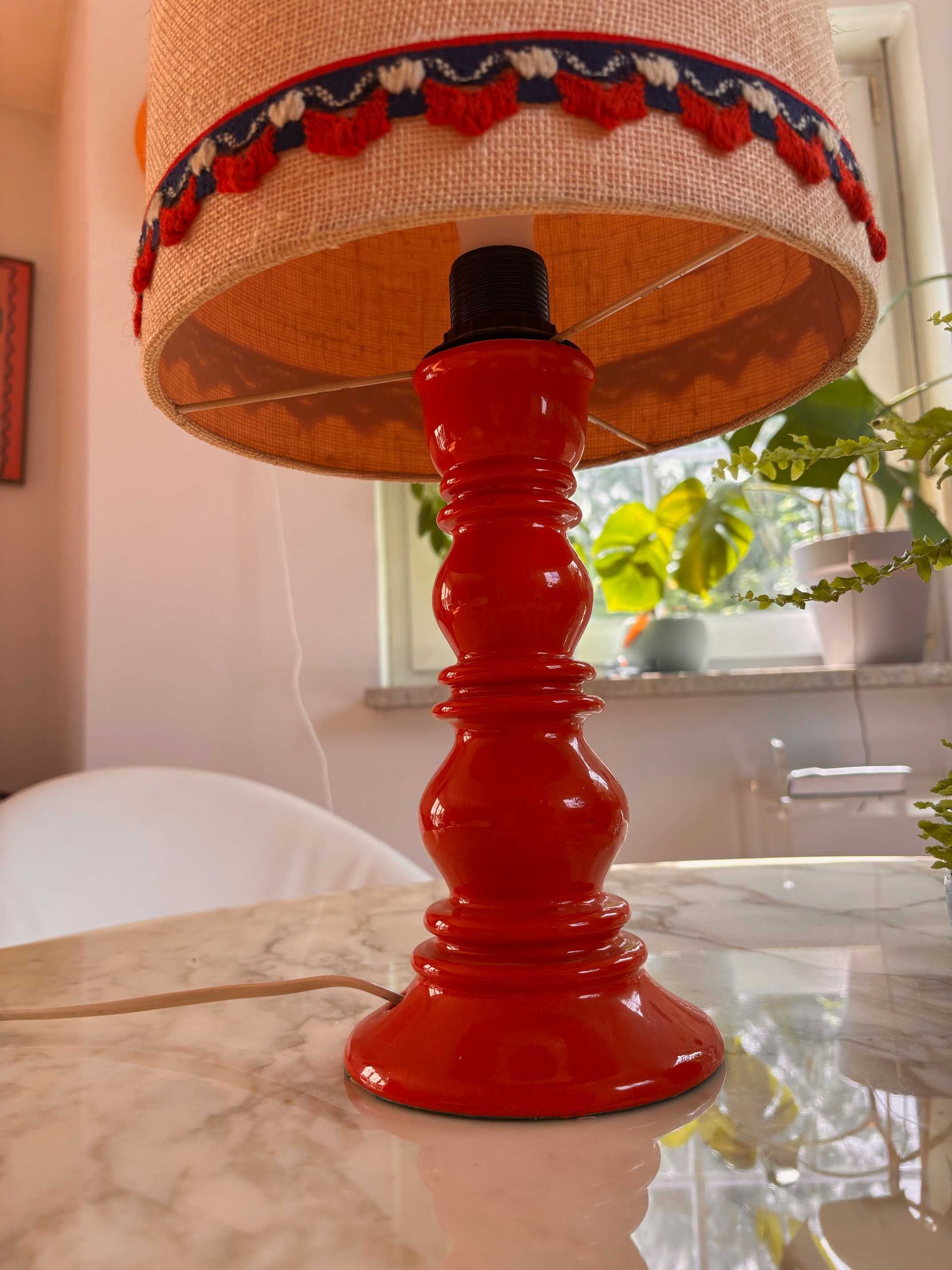 Lampa stołowa nocna vintage ceramiczna west germany czerwona