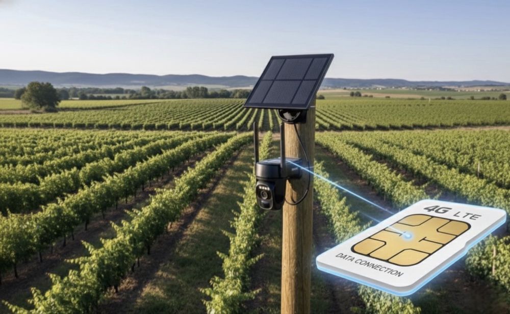 Câmera + Painel Solar | Para cartões de dados móveis - Visão noturna