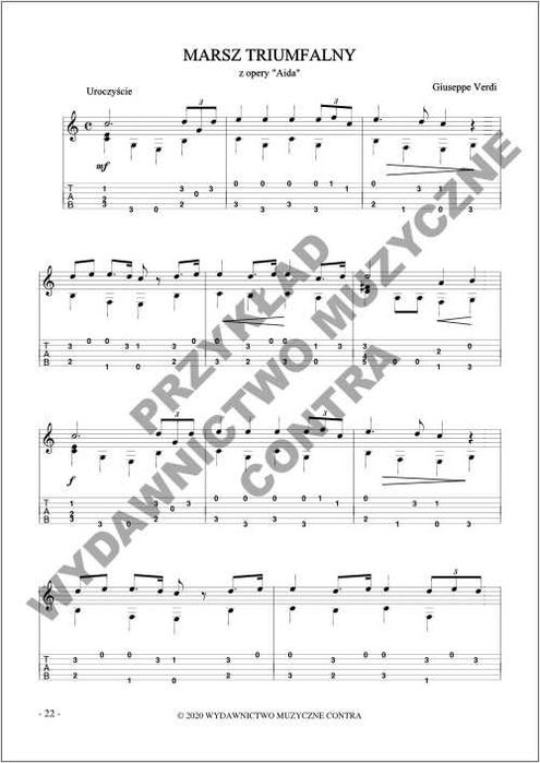 Łatwy Verdi na gitarę fingerpicking (nuty + tabulatury)