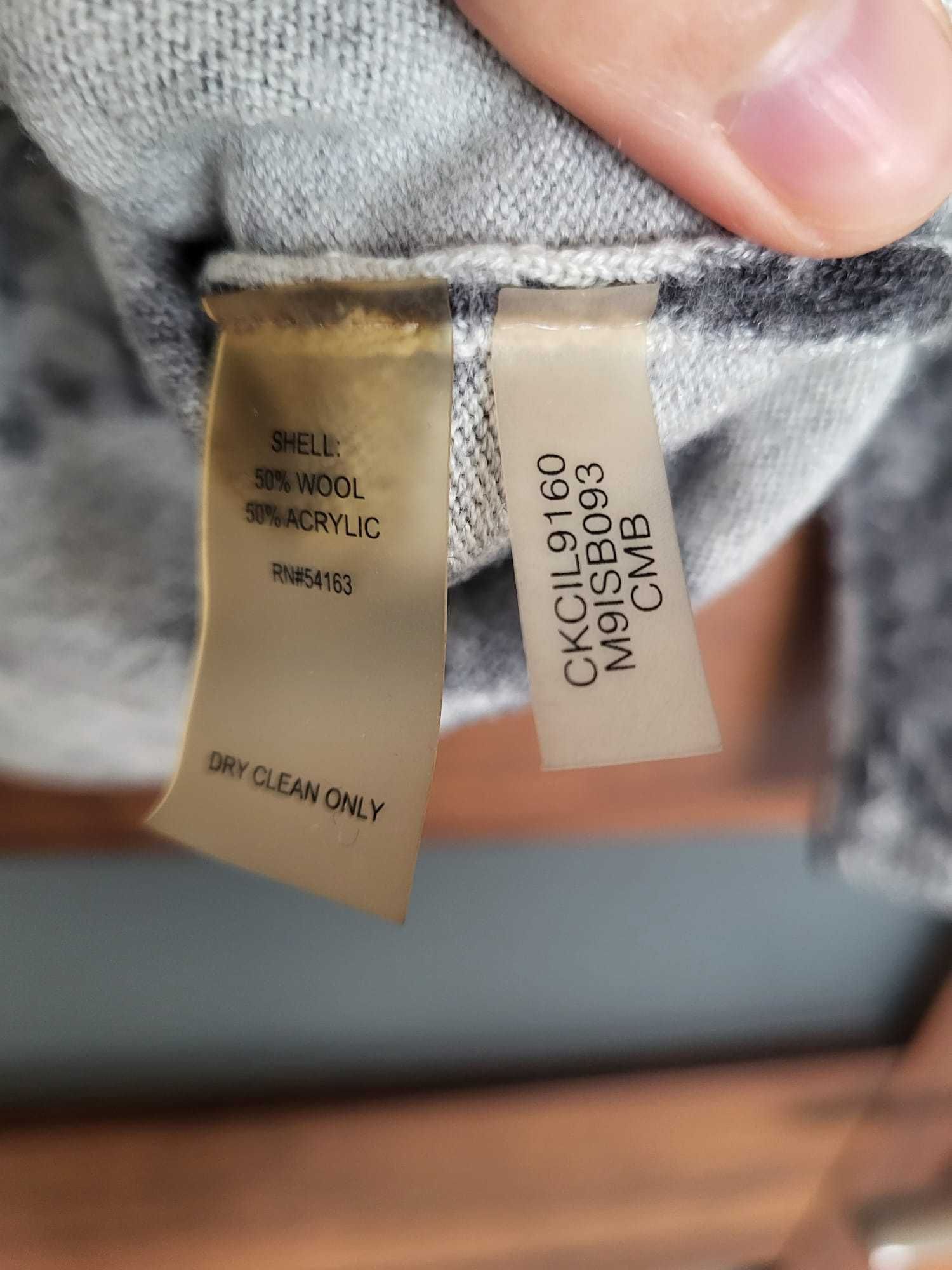 Calvin Klein sweter damski szary M/38 wełniany kwiatowy wzór