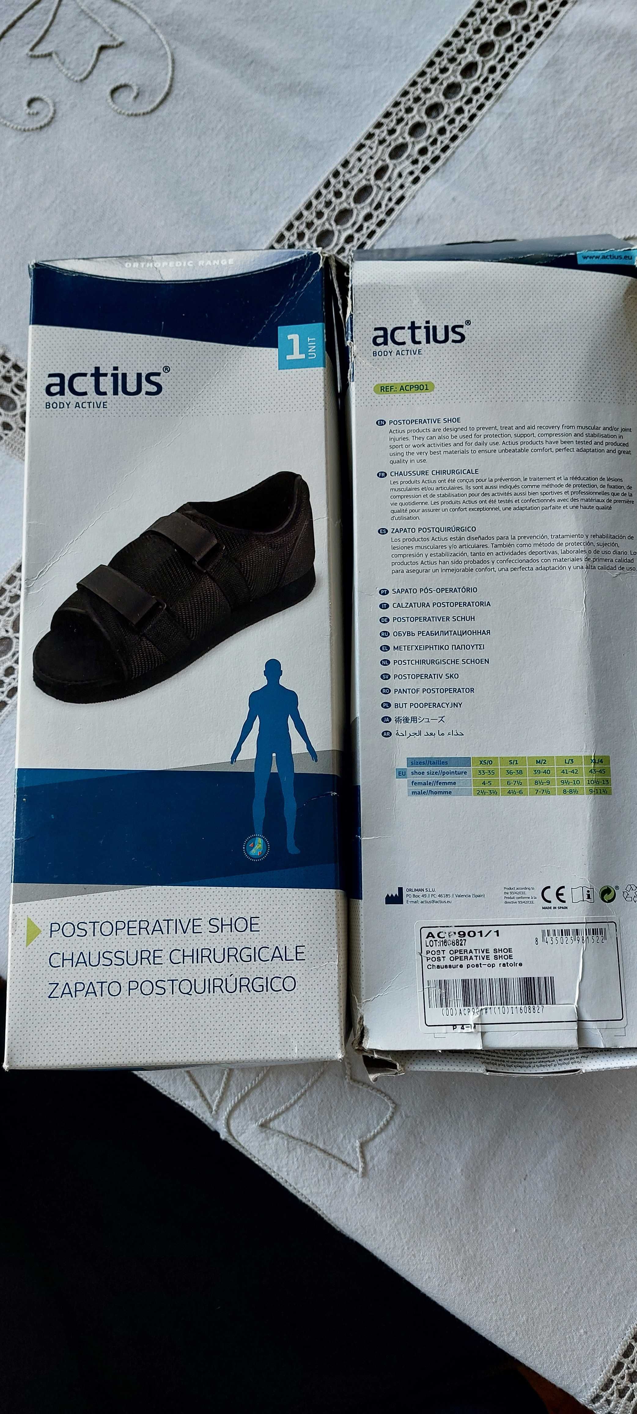 Sapato(s) pós operatório ajustável (36 a 38) como novo. Marca Actius.