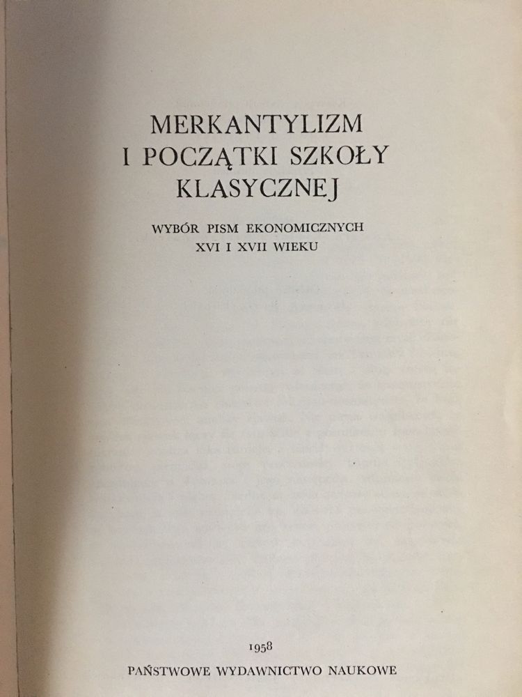 Merkantylizm i początki szkoły klasycznej-Wybór pism