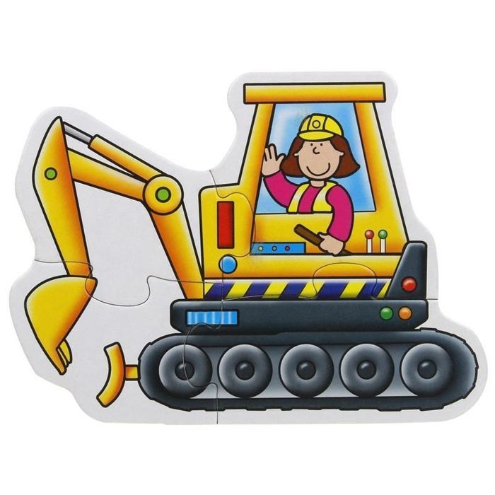 Puzzle Baby Dla Najmłodzych Auta Koparka Spych - Pojazdy Budowlane