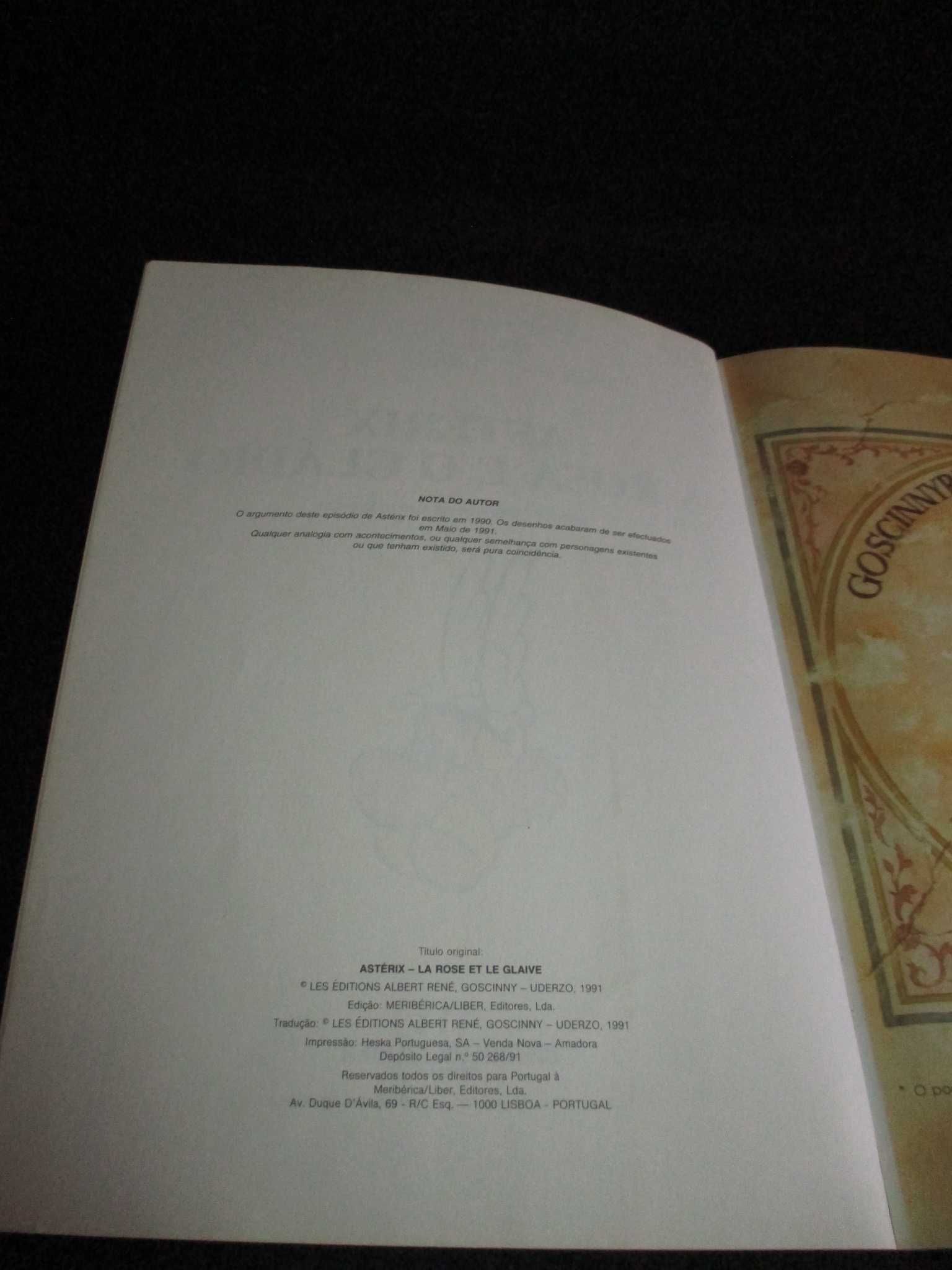 Livro BD Astérix A Rosa e o Gládio Meribérica Liber 1991