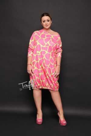 Sukienka Flo Plus Size Róż Limonka marka Taffi