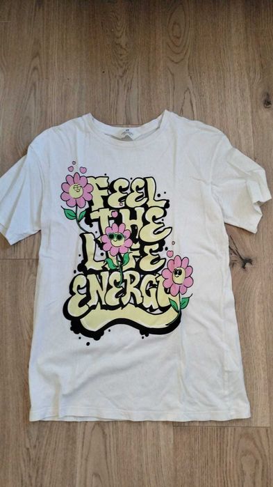 Bawełniana dziewczęca koszulka H&M rozmiar 152