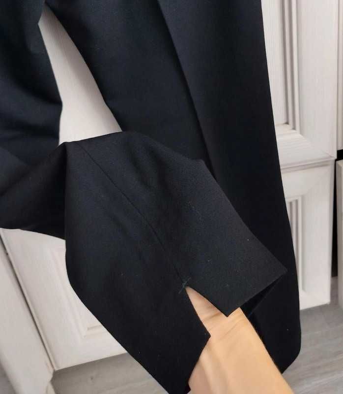 S 36 czarne wełniane spodnie vintage chinosy cygaretki do biura classy