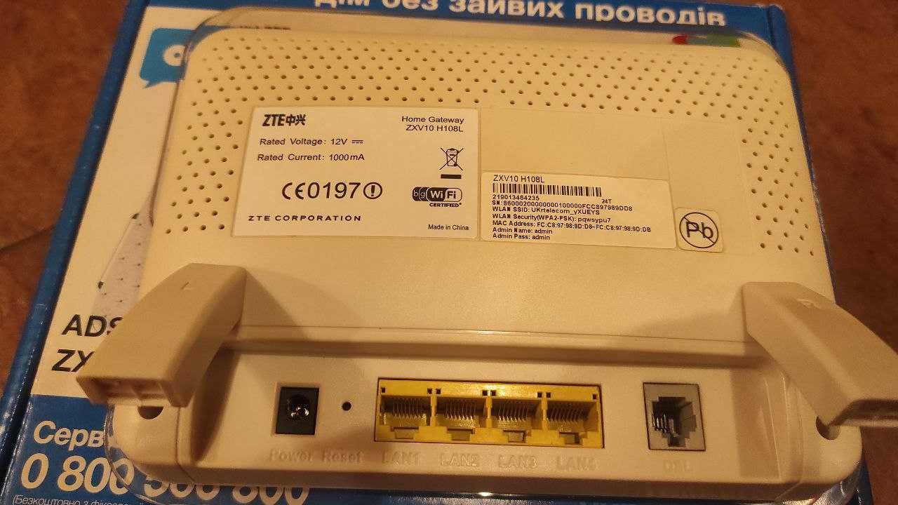 Модем ADSL ZXV10 H108L