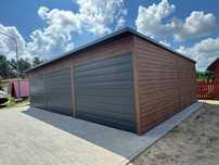 Nowoczesny garaż 9x6m orzech drewnopodobny