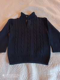 Ciepły, pleciony, granatowy sweter sweterek firmy C&A rozm. 116