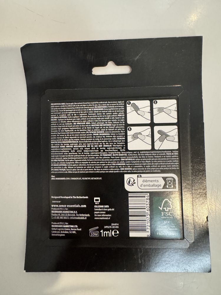 Sence Press-On Nails fioletowe sztuczne paznokcie z klejem