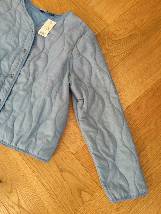 Nowa kurtka damska pikowana 44/46 L/XL/XXL niebieska pudełkowa