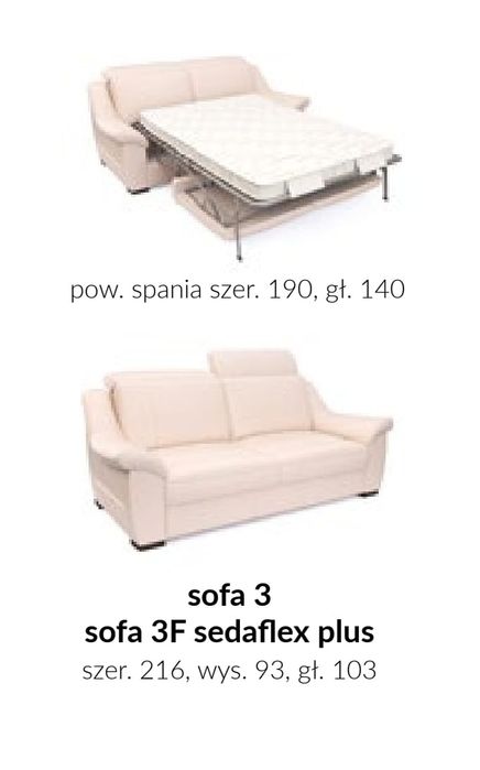 Sofa Bydgoskie Meble Sergio – funkcja spania, włoski stelaż
