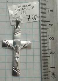 Krzyżyk ozdobiony lekko Srebro 925 NOWE