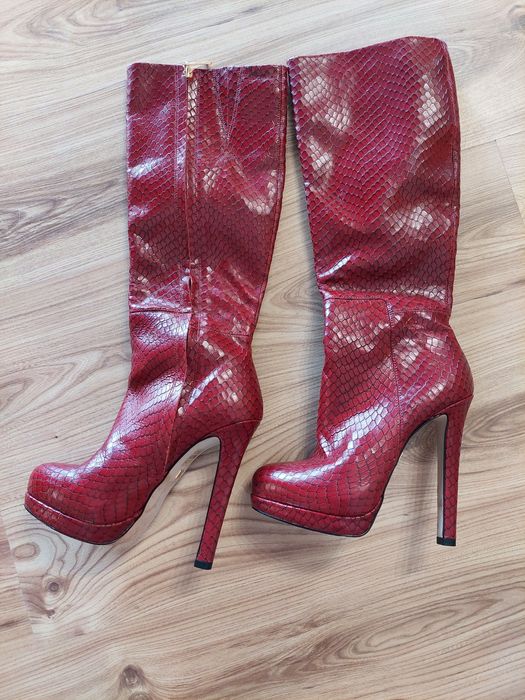 Czerwone kozaki damskie kazar