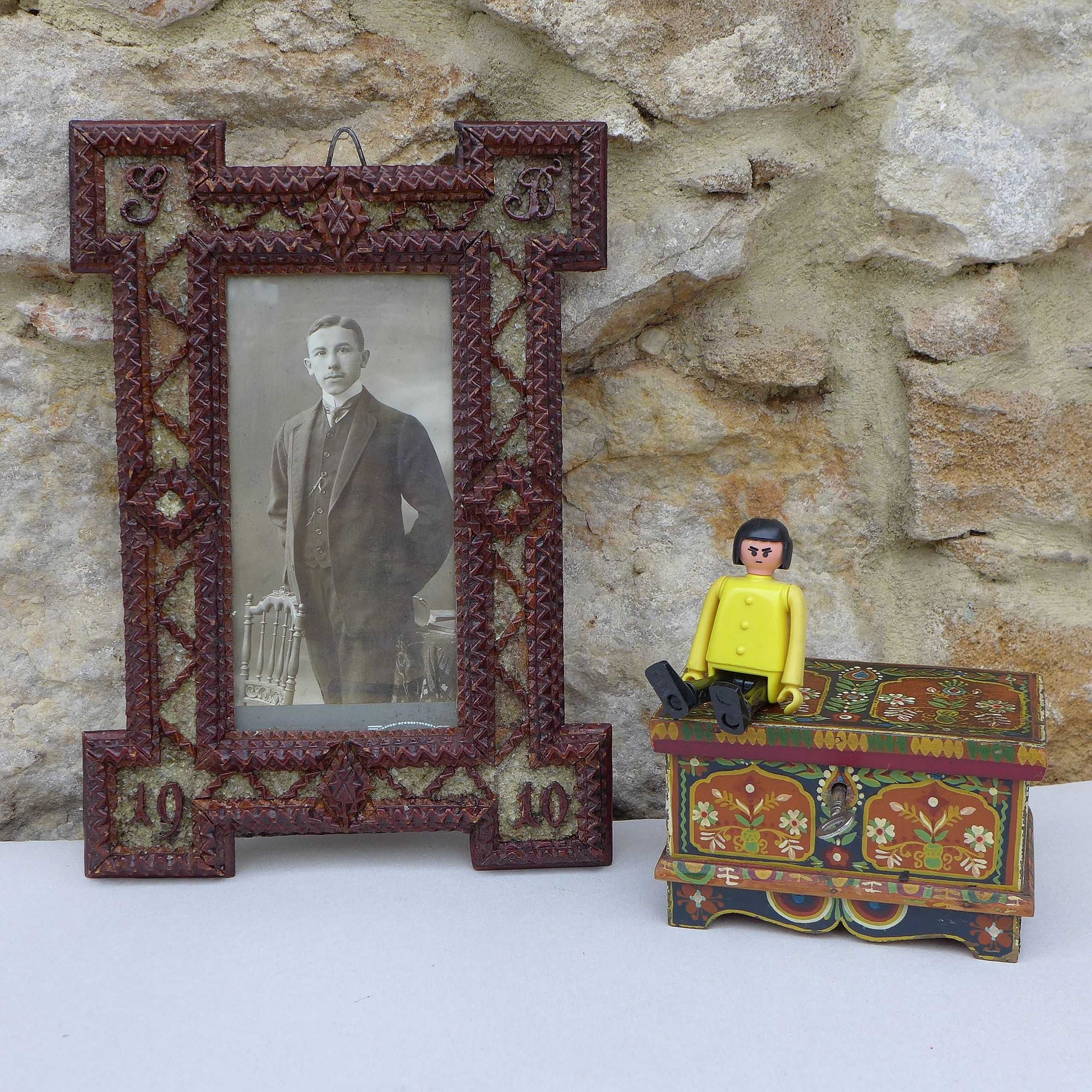Przedwojenna Malowana Skrzynia Krakowska  Miniatura Kasetka
