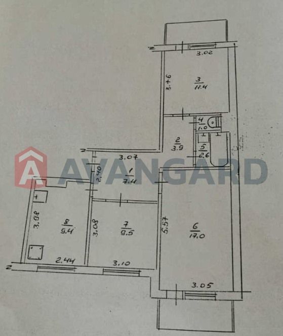3-кімнатна квартира в центрі. 7-поверх, 67м2. Держпрограми!