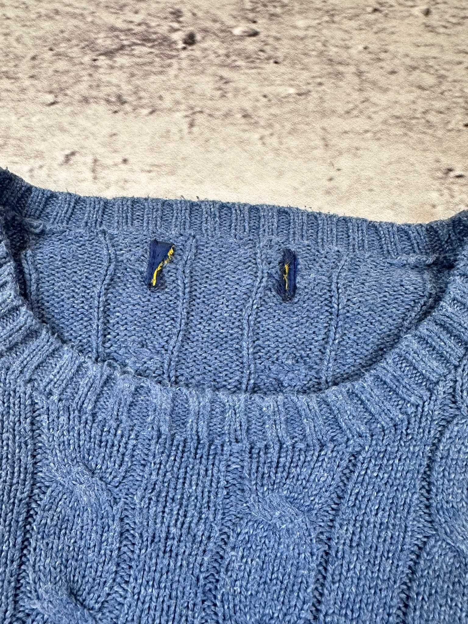 Sweter Ralph Lauren warkocz niebieski męski polo r. S