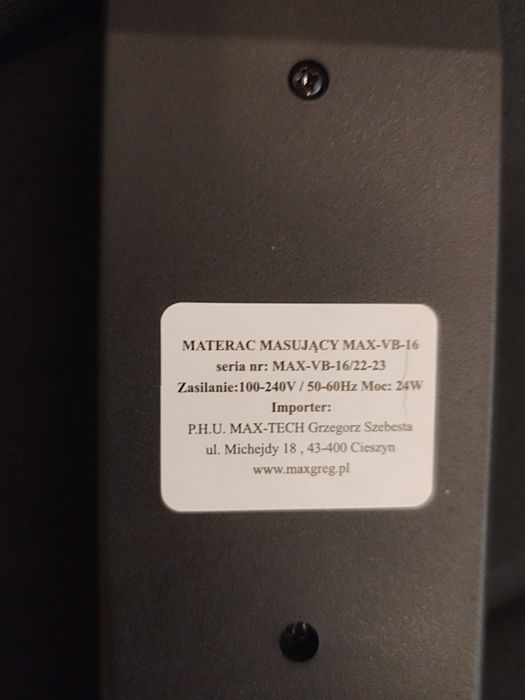 Mata masując-wibracyjna z funkcją podgrzewania