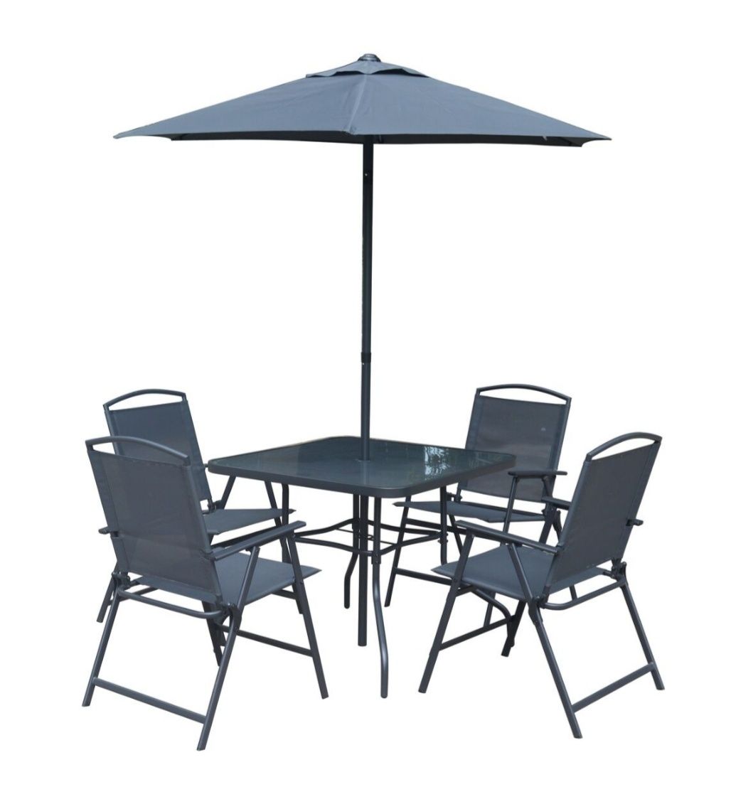 Nowy Komplet mebli ogrodowych 4xKrzesła+stół+parasol Antracty