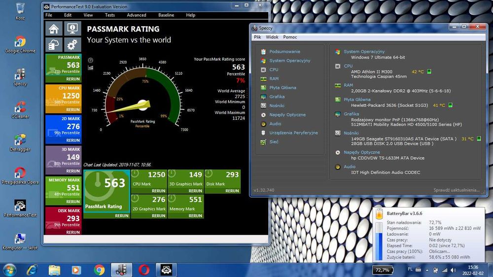 Laptop 16 HP Pavilion dv6 AMD Intel Pen duo 2x ATI HD WIN7 10 HDMI SSD