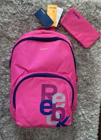 Mochila rosa da Reebok + estojo NOVOS com etiquetas