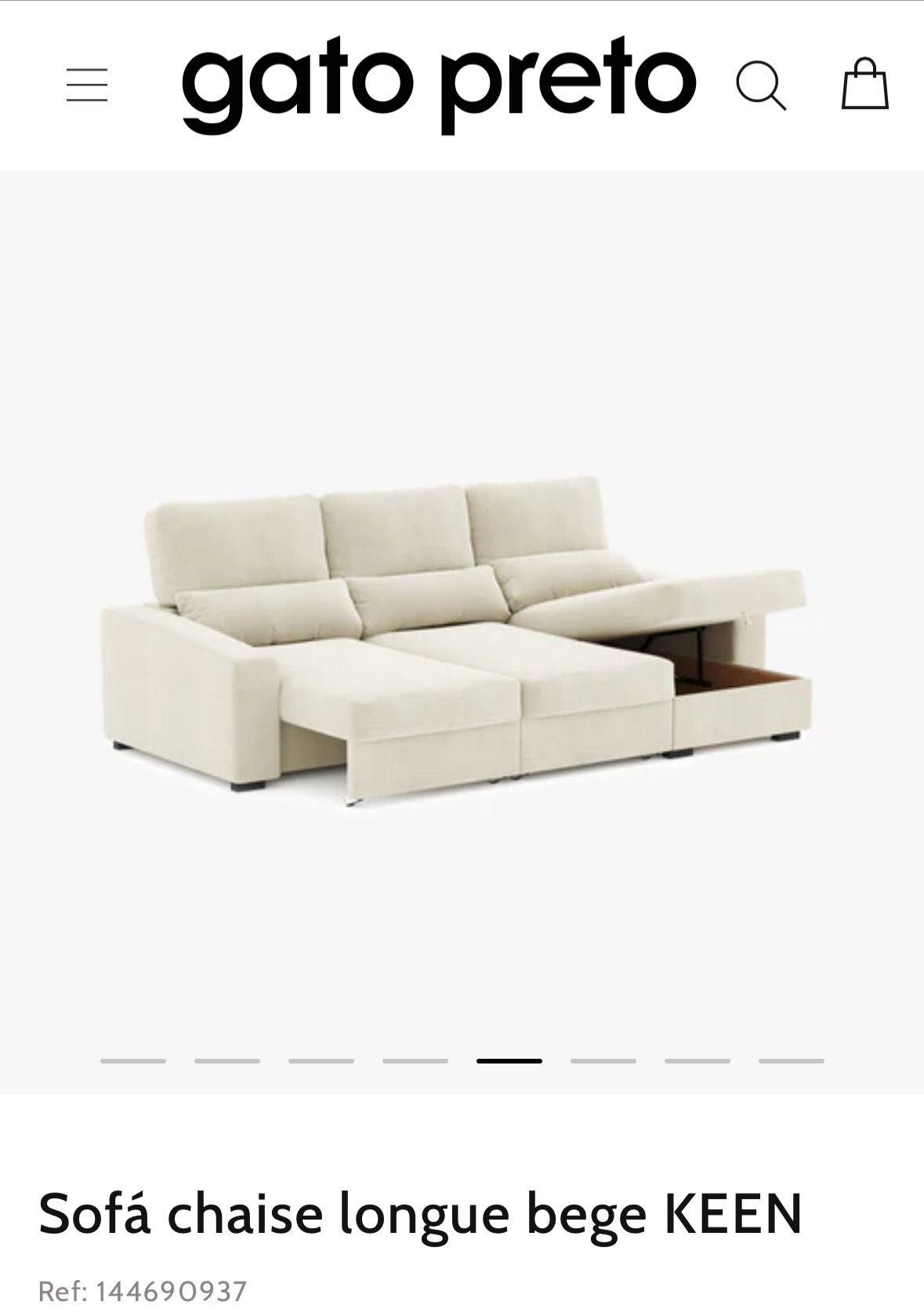 Sofá Chaise Longue bege “KEEN” - Gato Preto