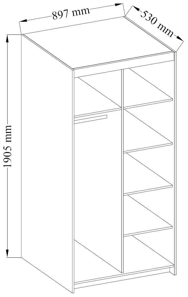 Szafa ELENA 2D Biała Dąb Sonoma Dąb Lefkas 90cm Pojemna