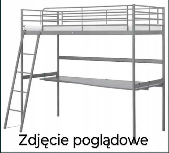 Łóżko piętrowe z biurkiem, Ikea SVARTA 90x200 cm