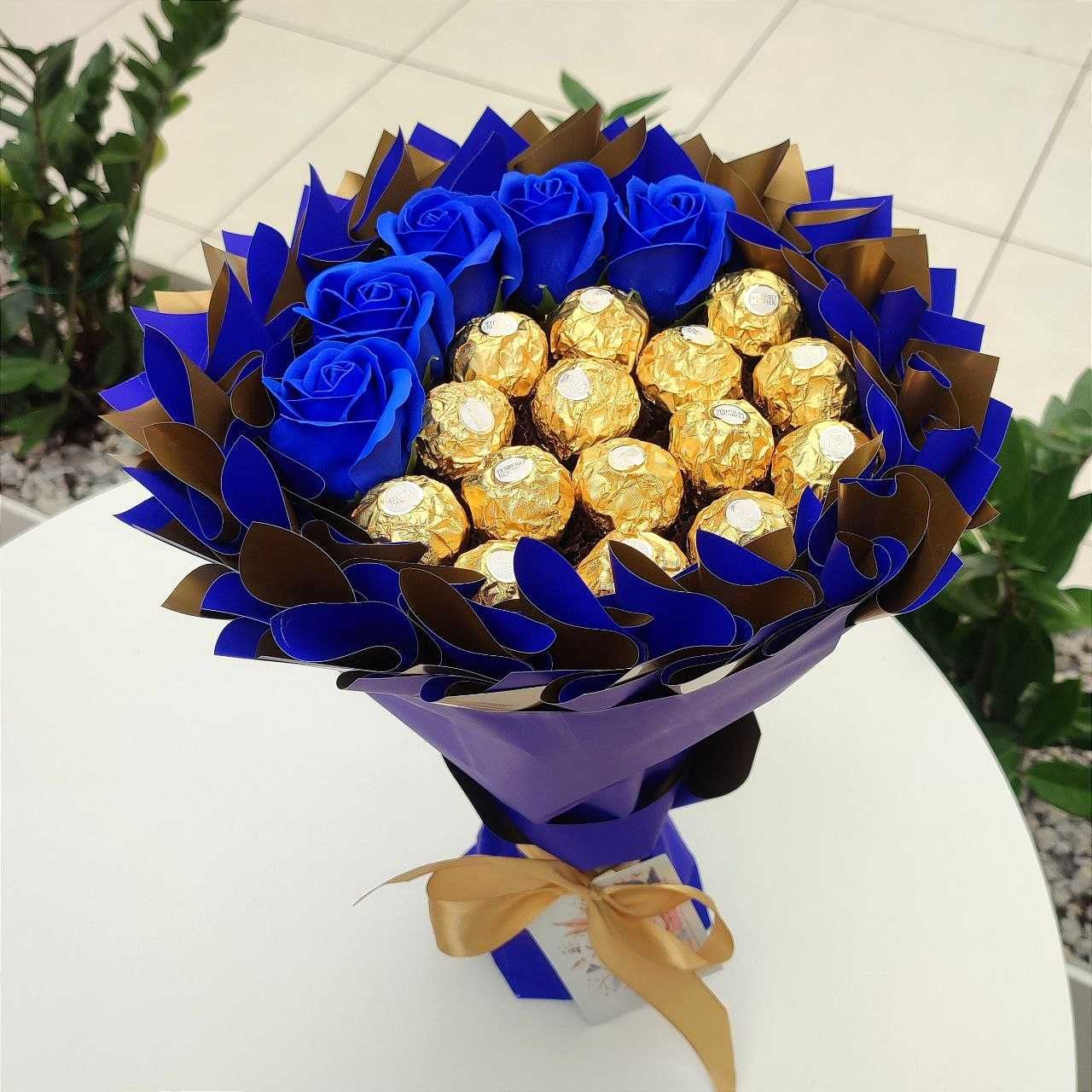 Bukiet na Prezent Ferrero róże mydlane Rocznica Ślub Urodziny Imieniny