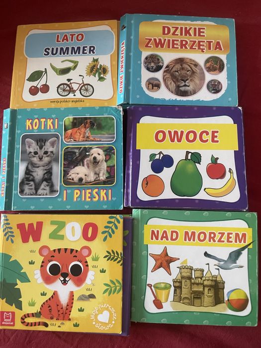 Ksiazeczki rozkladane dla dzieci maluchow twarde kartki 6 szt