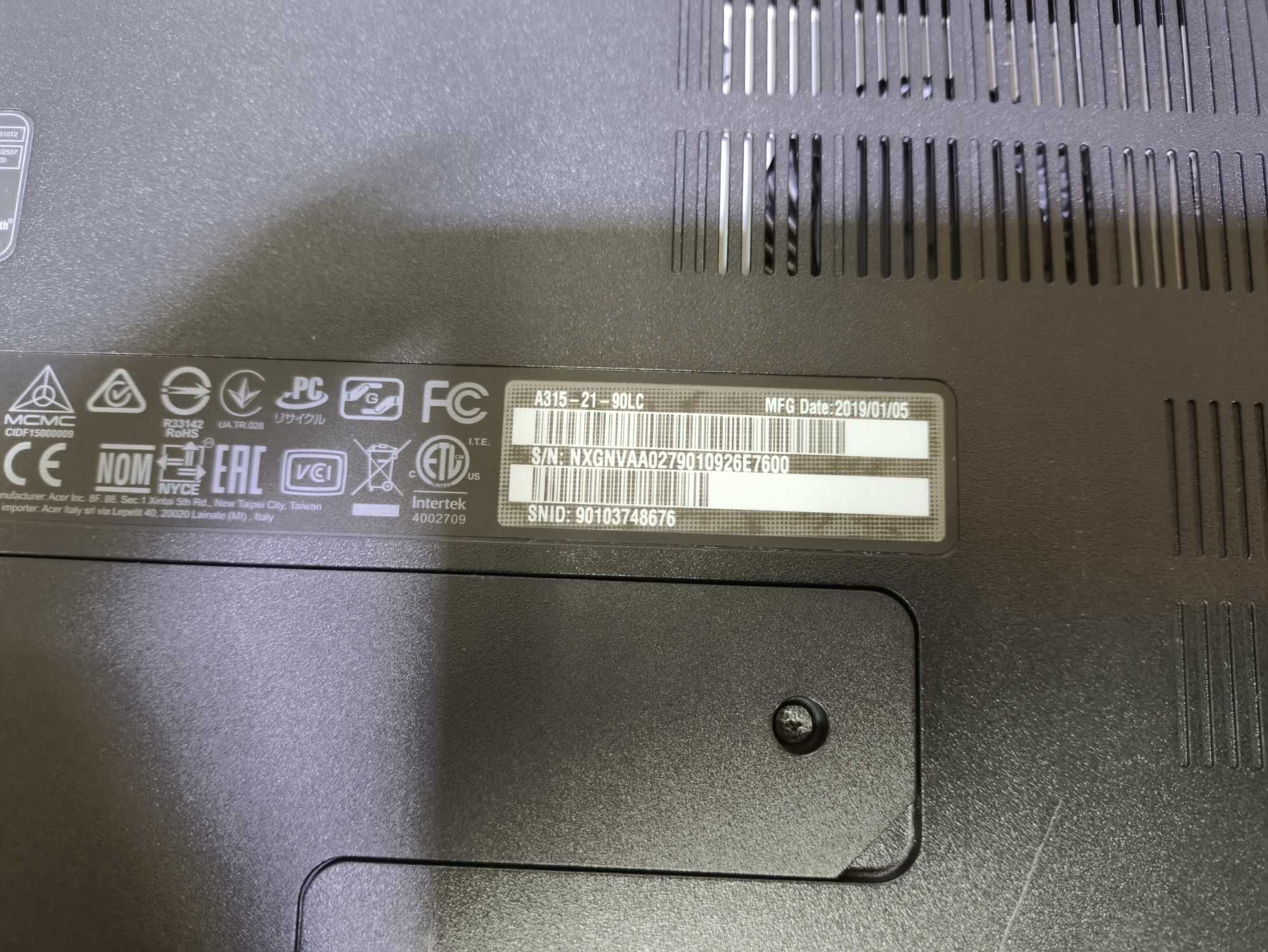 Недорогой качественный Acer A315-21 A9-9420e 8/120Gb