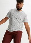 B.P.C t-shirt męski z dekoltem henley biały we wzory r.XL