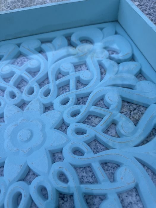 Taca ażurowa 2 tace z plyty drewnianej i szkla