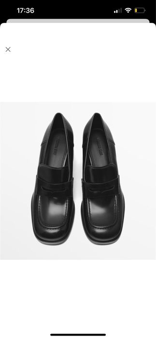 Шкіряні лофери 36 розмір чорні на підборах