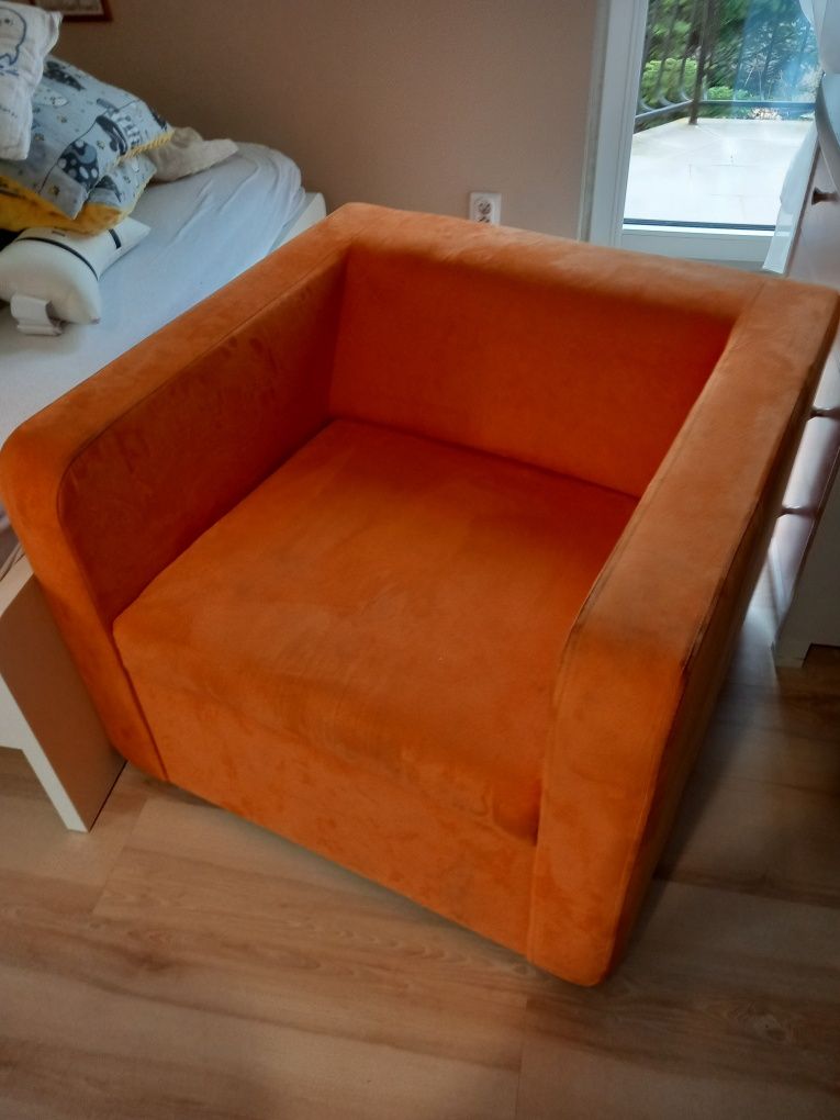 Fotel kolekcja dziecięca welur pomaranczowy