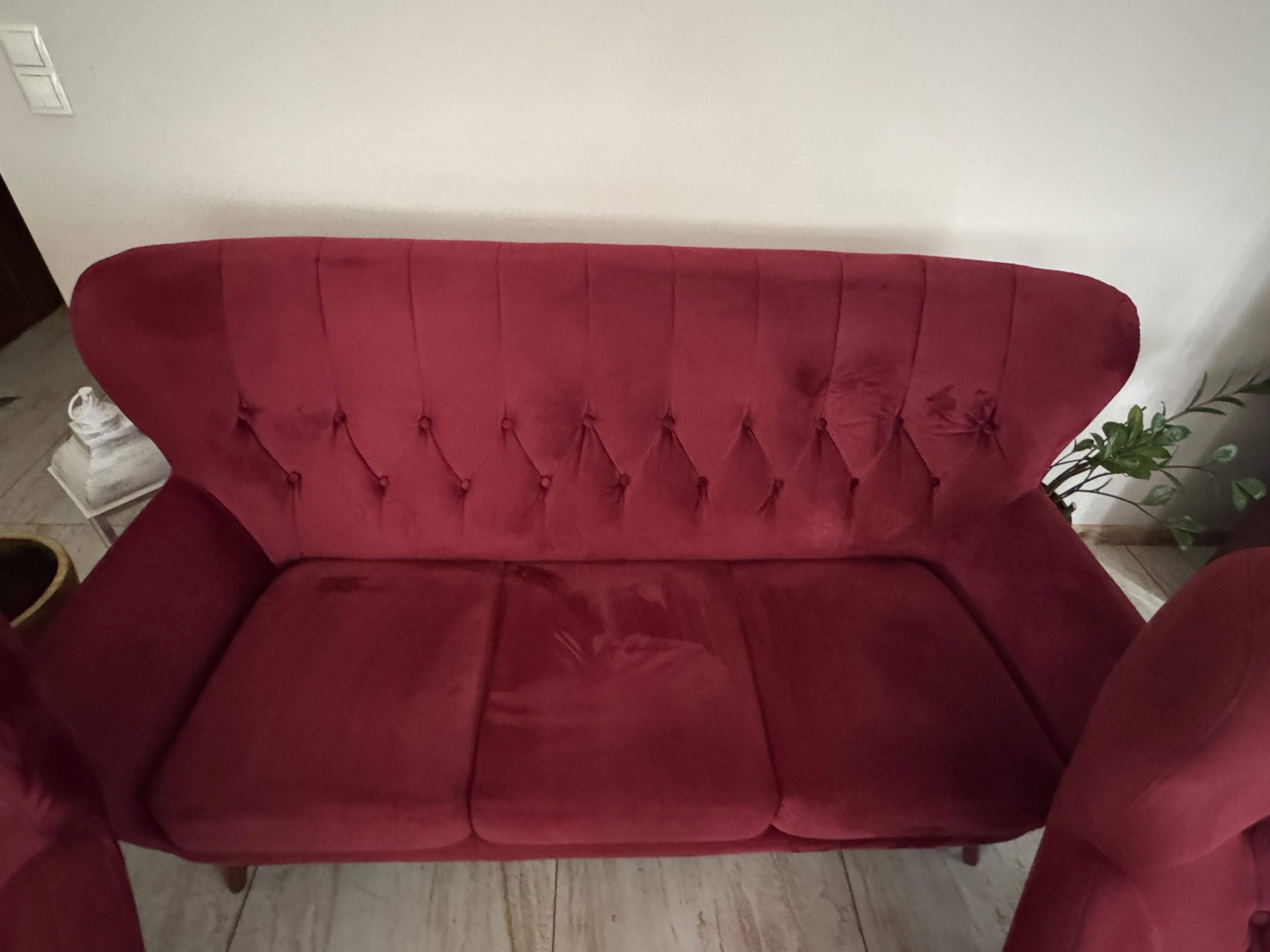 Sofa trzyosobowa + 2 fotele typu uszak