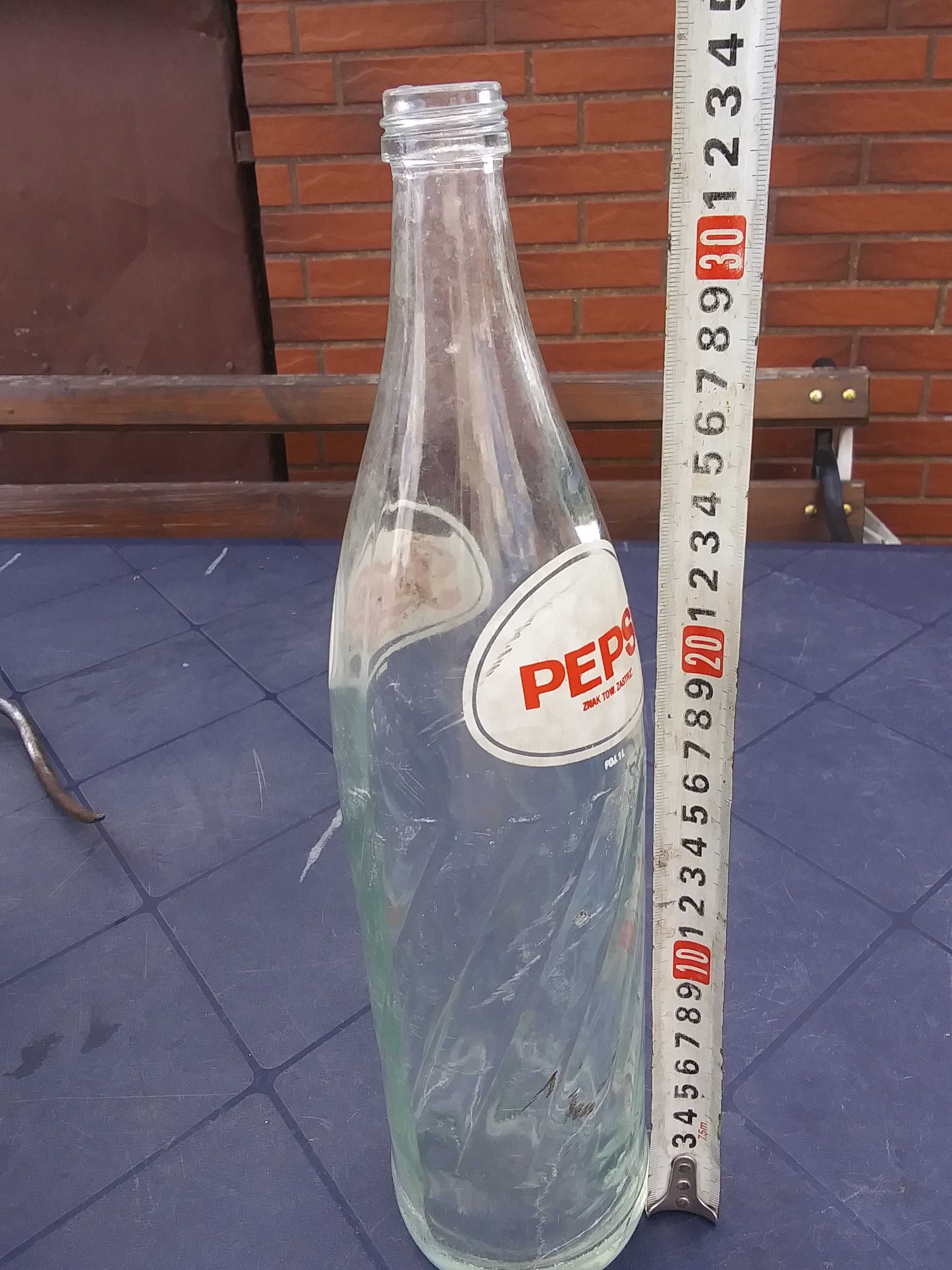 Stara butelka PEPSI-COLA szklana z czasów PRL dekoracja retro 1 litr L
