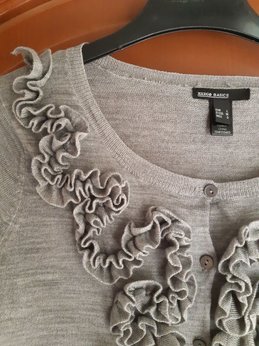 Mango piękny sweter wełenka ultralight + żabot elegant r L i 40 - 42