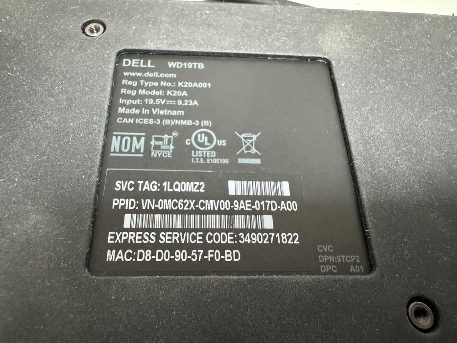 Док-станція Dell WD19TB K20A + Б/Ж 180W