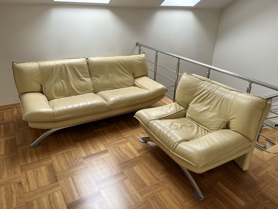 Komplet skórzany kanapa skórzana i dwa fotele