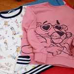 Bluza Różowa Pantera, lekki sweterek w pieski