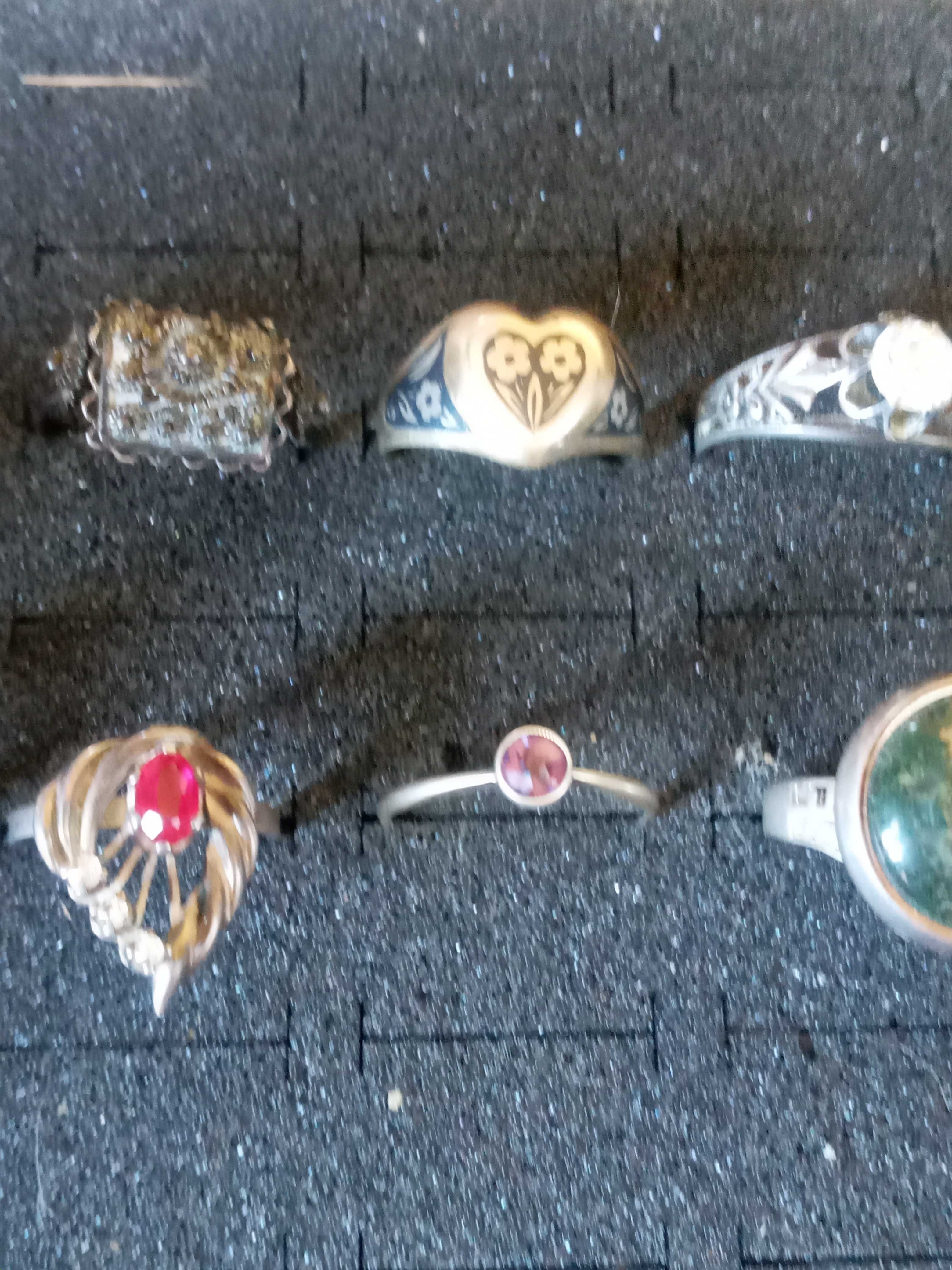 Советское винтажное серебряное кольцо янтарь рубин амазонит 875 пробы
