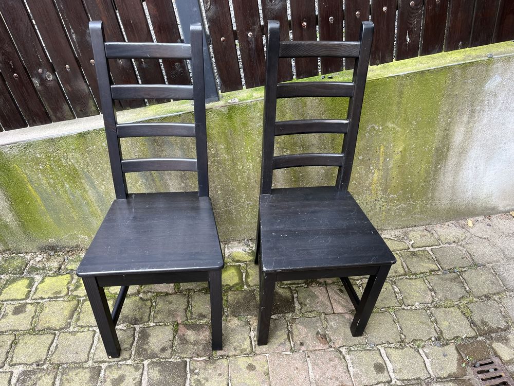 2 drewniane krzesła z IKEA