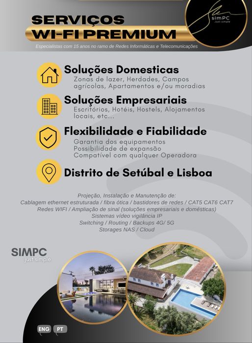 Serviços WI-FI Premium (moradias, alojamentos, piscinas, herdades..)