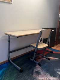 Ławka szkolna podwójna z krzesłem - regulacja wysokości