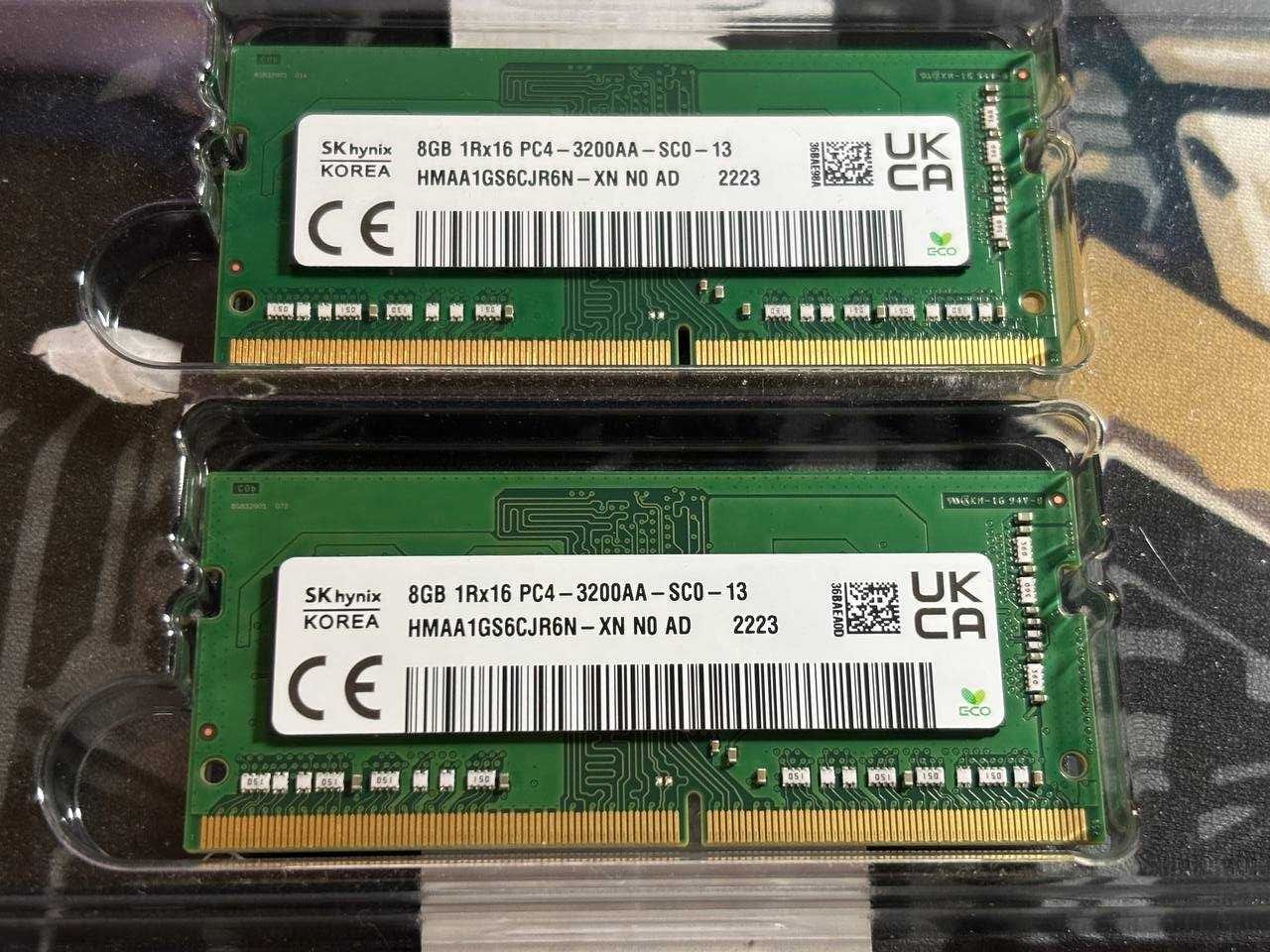 Дві планки пам'ять SK hynix 8 GB SO-DIMM DDR4 3200 HMAA1GS6CJR6N-XN