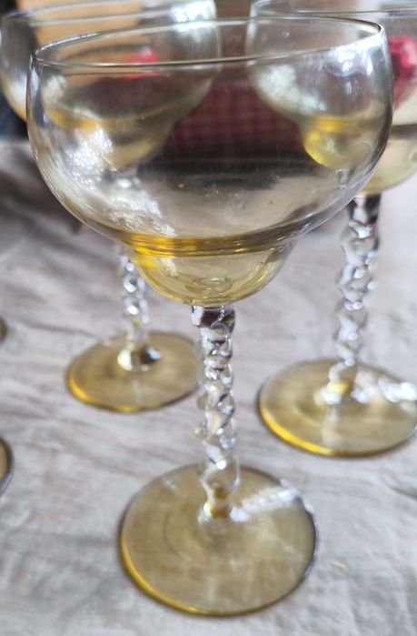 Conjunto de 5 copos âmbar, vintage anos 50